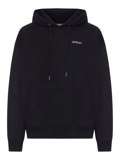Off-white Half Arrows Graphic Pullover Hoodie With Drawstring Hood In Black