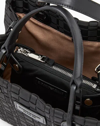 Emporio Armani Myea Small Shopper Bag In Woven Nylon In Black