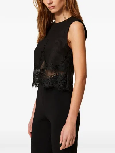 Twinset Lace-detail Top In Blue
