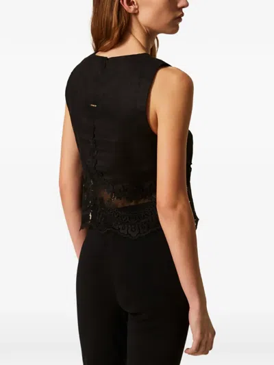 Twinset Lace-detail Top In Blue
