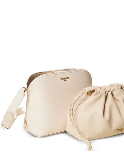 Twinset Drawstring Shoulder Bag In White