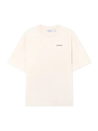 Off-white Ss22 Logo Round Neck Pullover Short Sleeve Loose Fit Khaki In Neutral