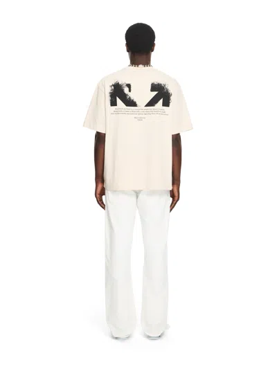 Off-white Ss22 Logo Round Neck Pullover Short Sleeve Loose Fit Khaki In Neutral