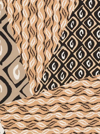 Max Mara Abstract Pattern Lightweight Square Scarf In Neutral