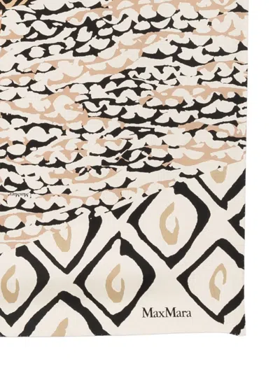 Max Mara Abstract Pattern Lightweight Square Scarf In Neutral