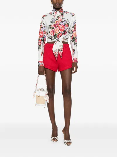 Dolce & Gabbana Cotton Shirt With A Bouquet Of Flowers Print Shirts White In Multi