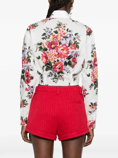 Dolce & Gabbana Cotton Shirt With A Bouquet Of Flowers Print Shirts White In Multi