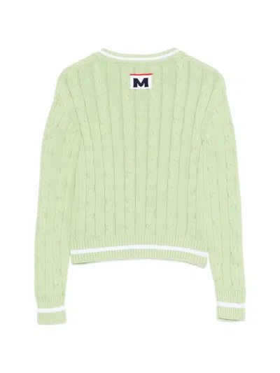 Msgm Cable-knit Striped Sweater In Neutral