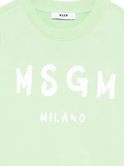 Msgm Logo-print Sweatshirt In Green