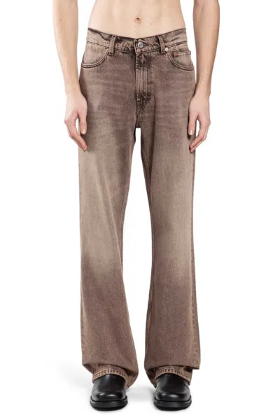 Our Legacy Denim Trousers Faded Effect Belt Loops Five Pockets In Brown