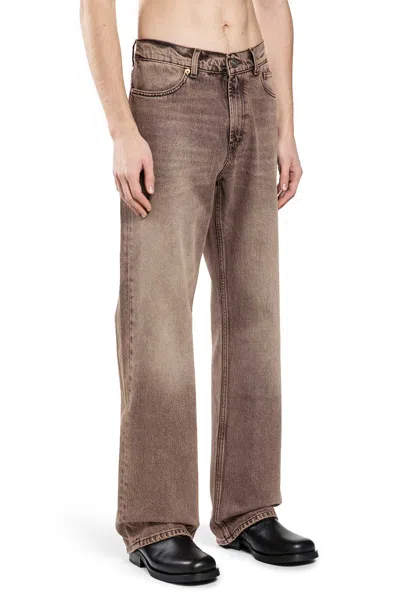 Our Legacy Denim Trousers Faded Effect Belt Loops Five Pockets In Brown