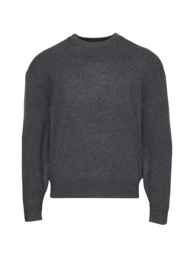 Alexander Wang Crewneck Pullover In Stretch Wool Cotton In Gray