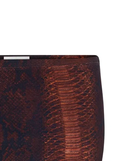 Jean Paul Gaultier Cotton Ribbed Printed Python Mini Skirt In Brown