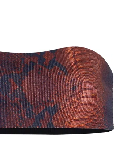 Jean Paul Gaultier Cotton Ribbed Printed Python Bra Top In Brown