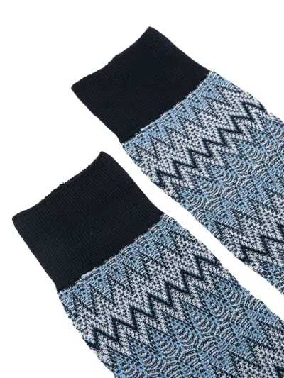 Missoni Zigzag-pattern Socks In Blue