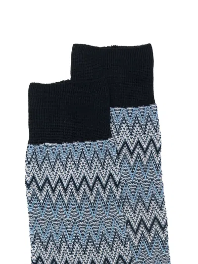 Missoni Zigzag-pattern Socks In Blue