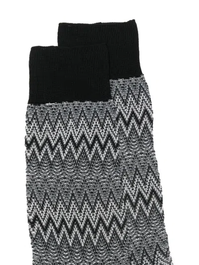 Missoni Zigzag-pattern Socks In Gray
