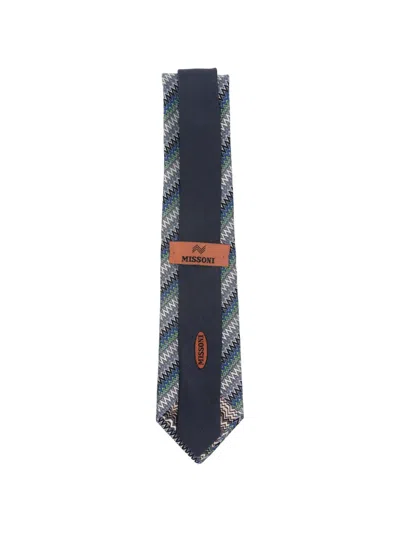 Missoni Zigzag-pattern Tie In Blue