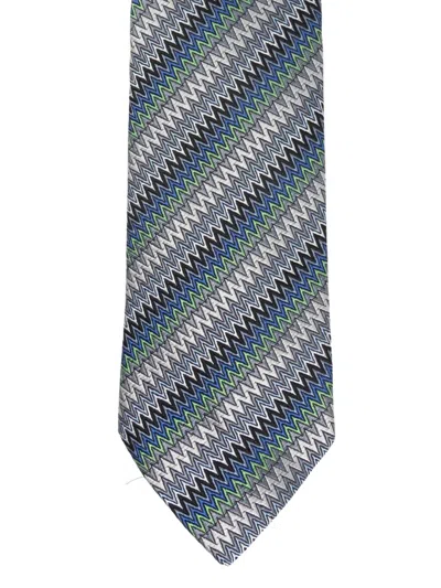 Missoni Zigzag-pattern Tie In Blue