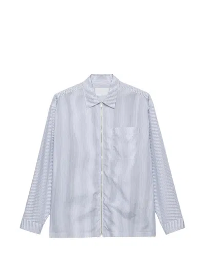 Prada Technical Fabric Shirt With Striped Pattern In Blue
