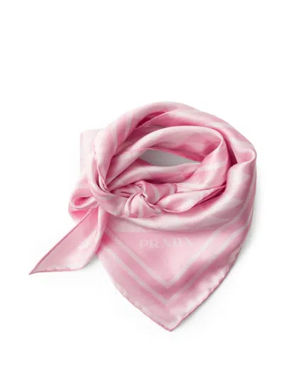 Prada Printed Silk Scarf In Pink