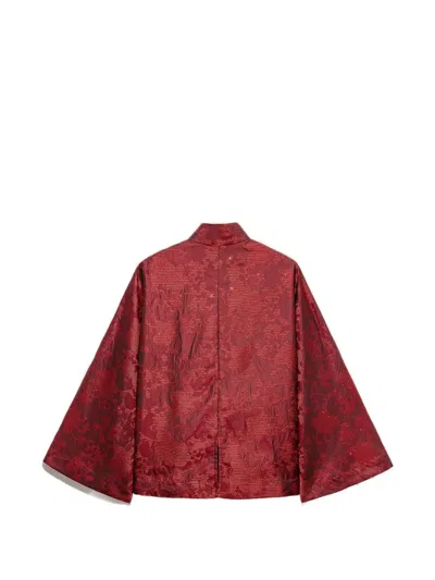 Shanghai Tang Patterned Button Jacket In Red