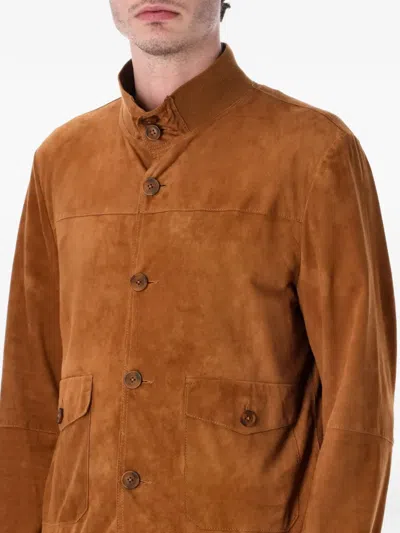 Sword 6.6.44 Sword Buttoned Pocket Suede Jacket In Brown