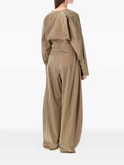 The Latest Long V-neck Jumpsuit In Brown