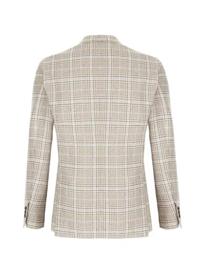 Lardini Checked-pattern Blazer In Neutral
