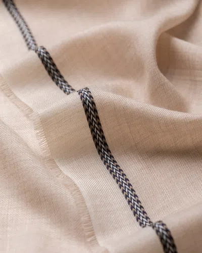 Johnstons Of Elgin Ives Natural Chevron Border Cashmere Scarf In Neutral