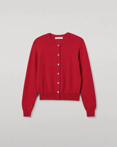 Johnstons Of Elgin Iris Cashmere Crewneck Cardigan In Red