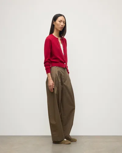 Johnstons Of Elgin Iris Cashmere Crewneck Cardigan In Red