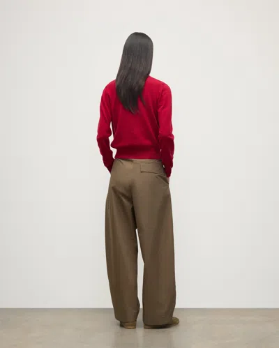 Johnstons Of Elgin Iris Cashmere Crewneck Cardigan In Red