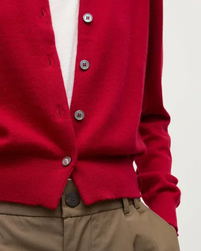 Johnstons Of Elgin Iris Cashmere Crewneck Cardigan In Red