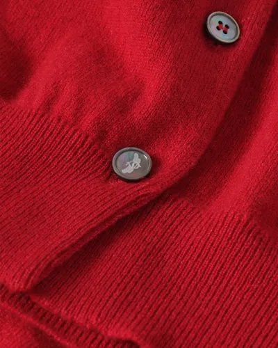 Johnstons Of Elgin Iris Cashmere Crewneck Cardigan In Red