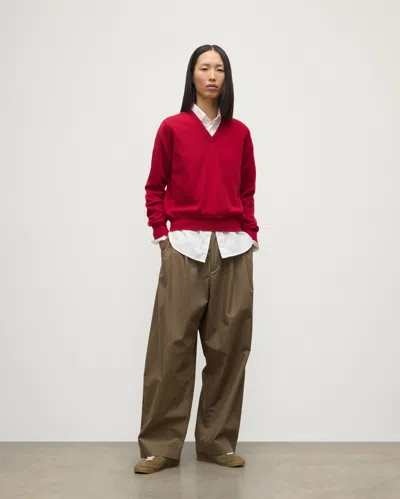 Johnstons Of Elgin Lunan Red Classic Cashmere V Neck Jumper