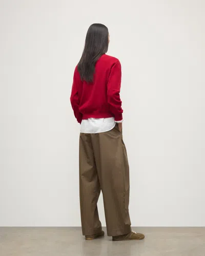 Johnstons Of Elgin Lunan Red Classic Cashmere V Neck Jumper