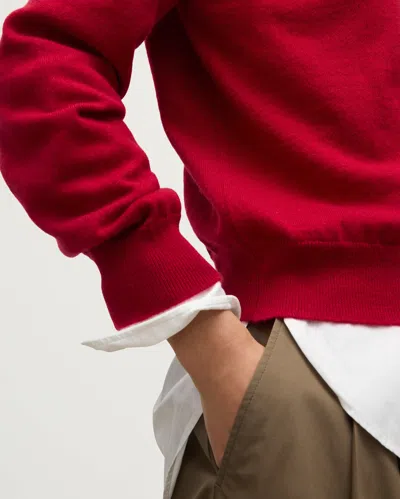 Johnstons Of Elgin Lunan Red Classic Cashmere V Neck Jumper