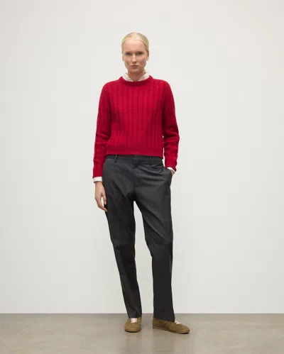Johnstons Of Elgin Lecht Cashmere Rib Crewneck Sweater In Red