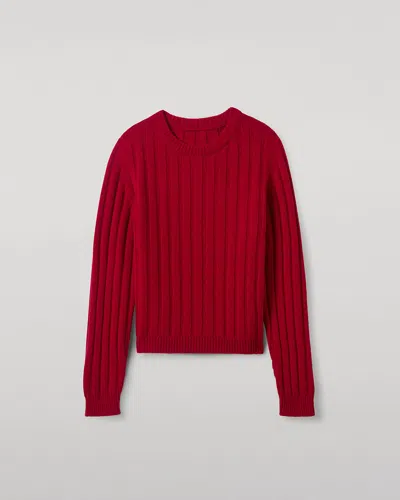 Johnstons Of Elgin Lecht Cashmere Rib Crewneck Sweater In Red