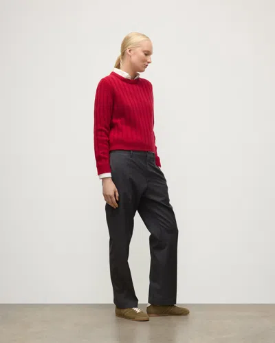 Johnstons Of Elgin Lecht Cashmere Rib Crewneck Sweater In Red