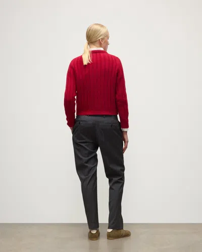 Johnstons Of Elgin Lecht Cashmere Rib Crewneck Sweater In Red