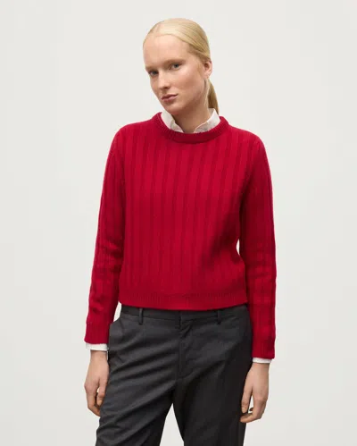 Johnstons Of Elgin Lecht Cashmere Rib Crewneck Sweater In Red
