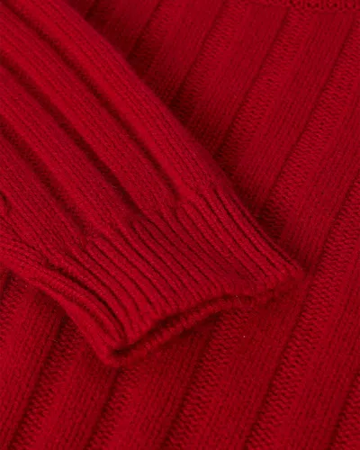 Johnstons Of Elgin Lecht Cashmere Rib Crewneck Sweater In Red