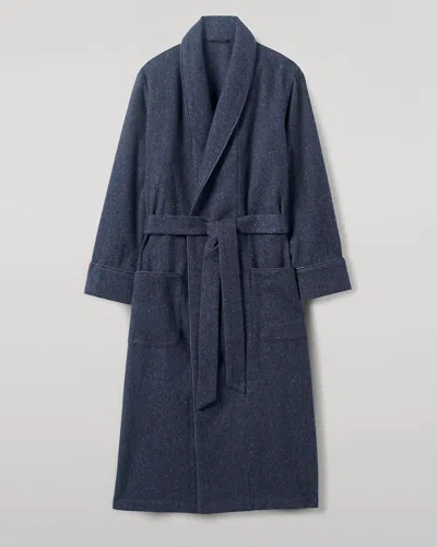 Johnstons Of Elgin Donegal Cashmere Navy Dressing Gown In Blue