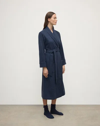 Johnstons Of Elgin Donegal Cashmere Navy Dressing Gown In Blue