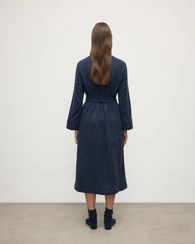 Johnstons Of Elgin Donegal Cashmere Navy Dressing Gown In Blue