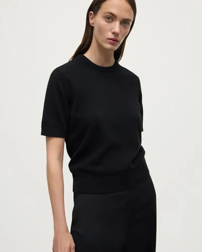 Johnstons Of Elgin Classic Cashmere Black T-shirt In Green