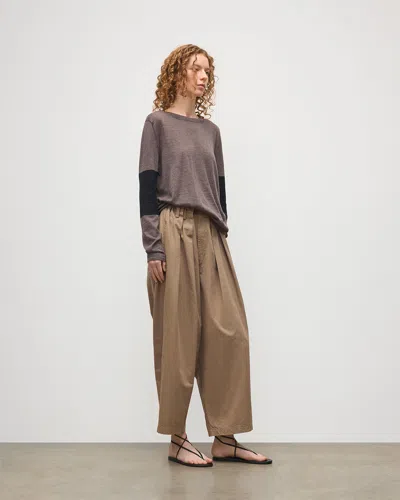 Johnstons Of Elgin Euna Brown & Black Superfine Cashmere T-shirt In Gray