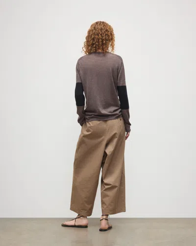 Johnstons Of Elgin Euna Brown & Black Superfine Cashmere T-shirt In Gray